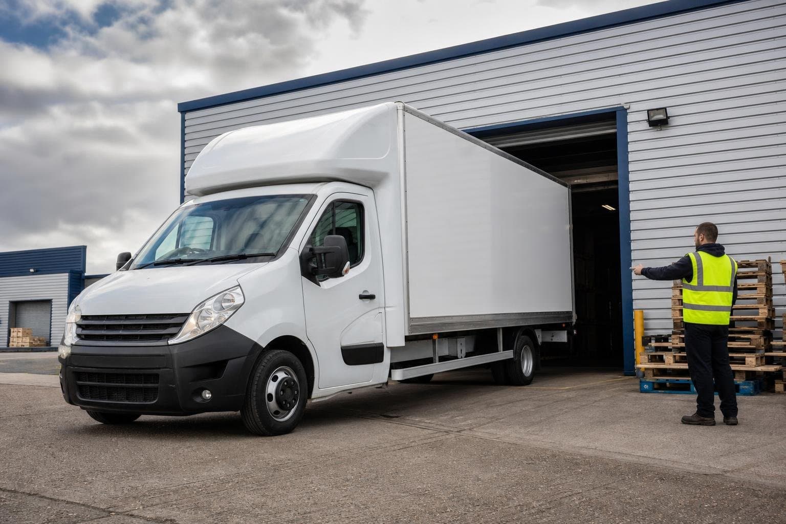 Hire truck at a North London industrial estate loading bay